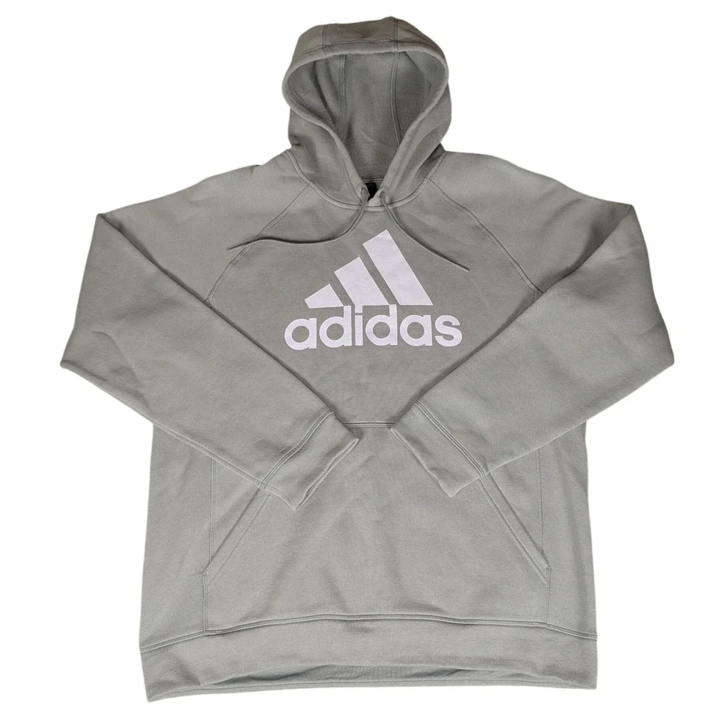 Adidas Hoodie Sweatshirt Mens XL Grey Logo‎ Pullover Hooded Athletic